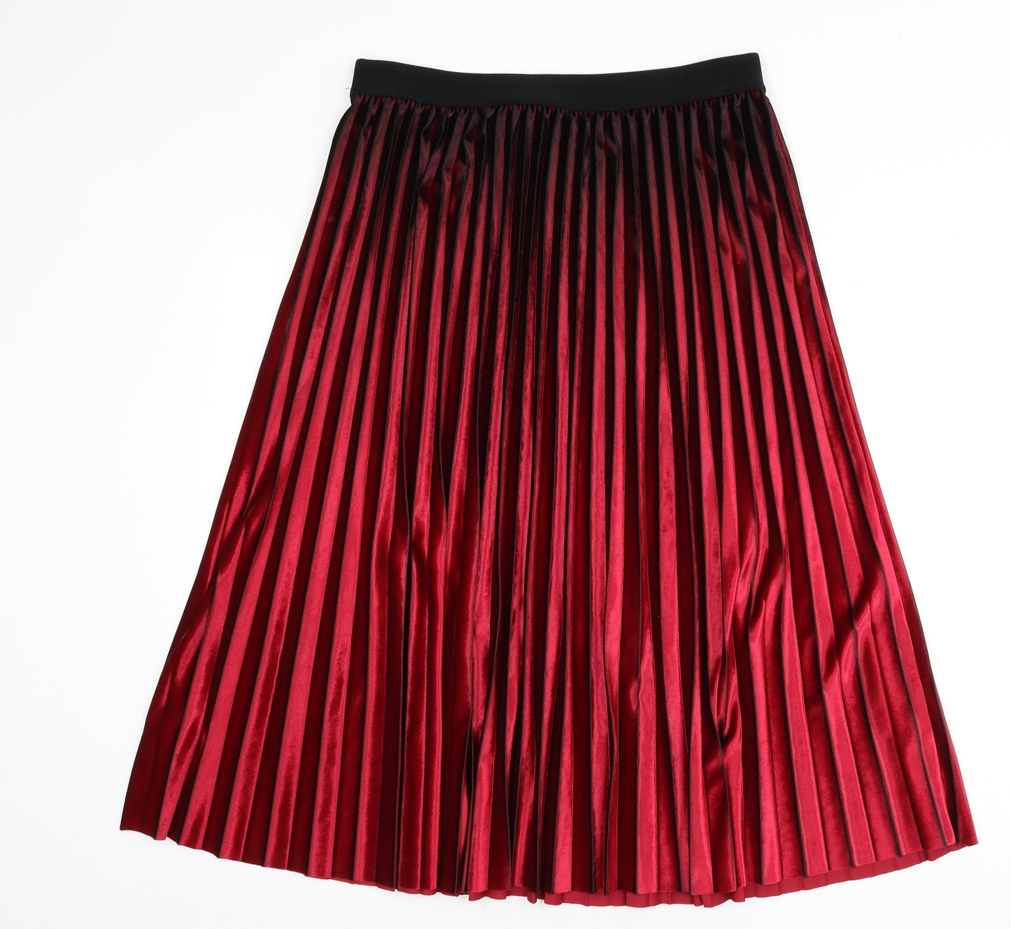 Marks and Spencer Womens Red Polyester Pleated Skirt Size 14 - Gradient Effect