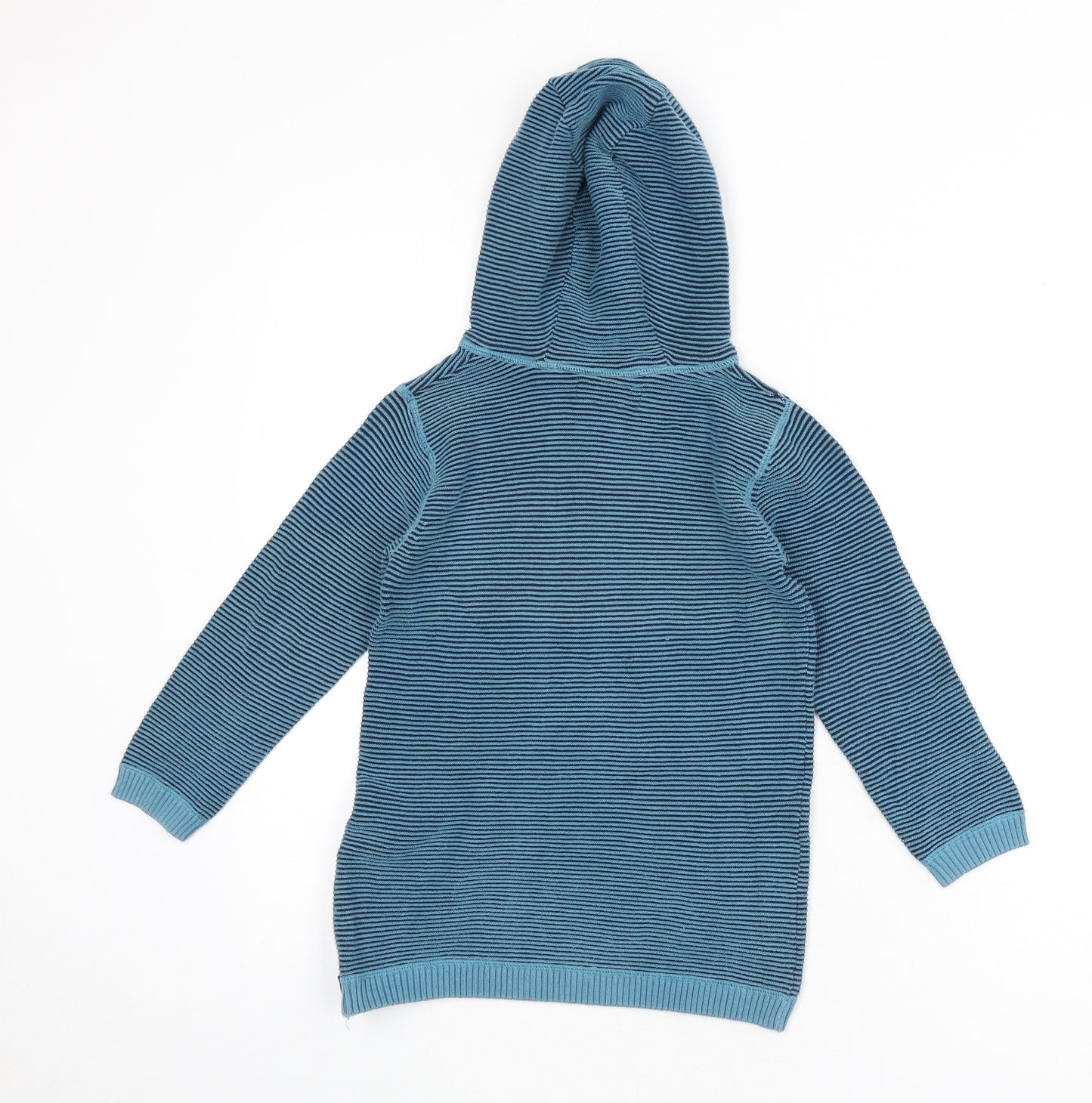 NEXT Boys Blue Striped Cotton Pullover Hoodie Size 5 Years Pullover - Zip Sides, Slogan