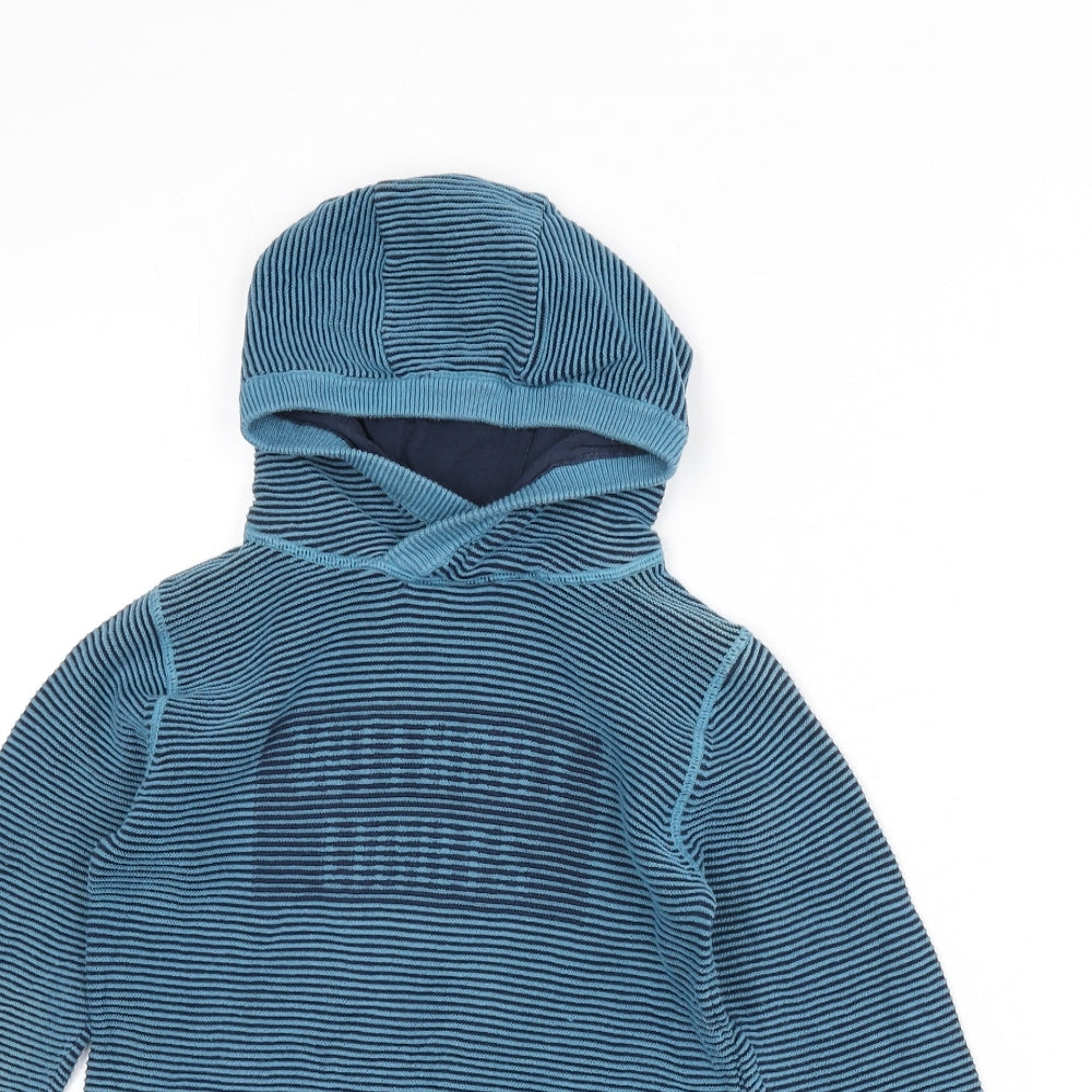 NEXT Boys Blue Striped Cotton Pullover Hoodie Size 5 Years Pullover - Zip Sides, Slogan