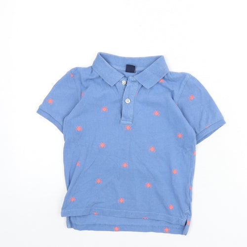 Gap Boys Blue Geometric Cotton Basic Polo Size 5 Years Collared Button - Crab Print