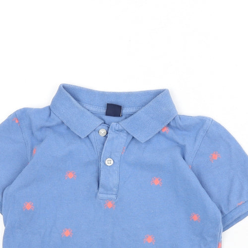 Gap Boys Blue Geometric Cotton Basic Polo Size 5 Years Collared Button - Crab Print