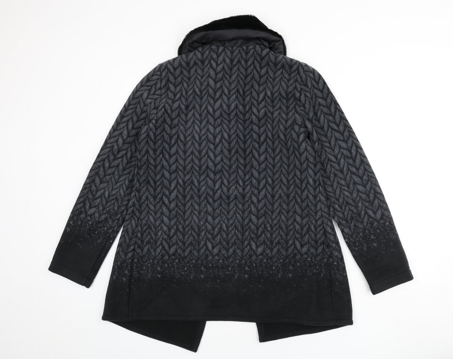 Coercion Womens Black Geometric Jacket Coat Size S Button - Faux Fur