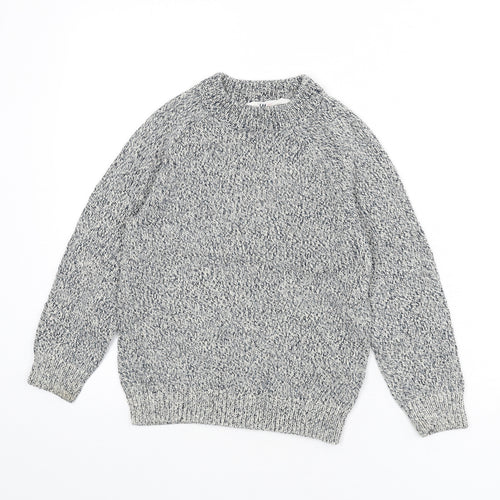 H&M Girls Blue Round Neck Herringbone Cotton Pullover Jumper Size 6-7 Years Pullover - Size 6-8