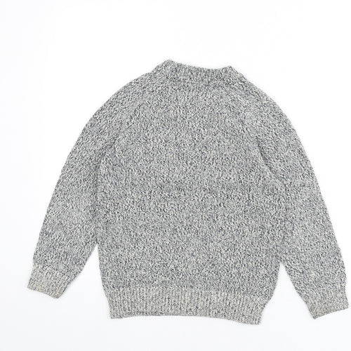 H&M Girls Blue Round Neck Herringbone Cotton Pullover Jumper Size 6-7 Years Pullover - Size 6-8