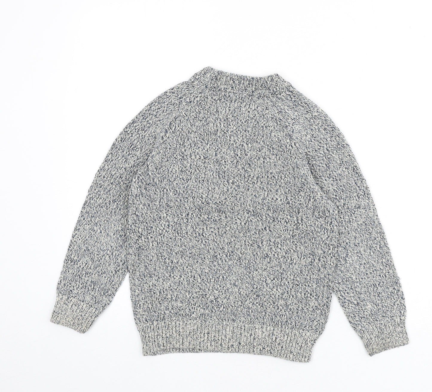 H&M Girls Blue Round Neck Herringbone Cotton Pullover Jumper Size 6-7 Years Pullover - Size 6-8