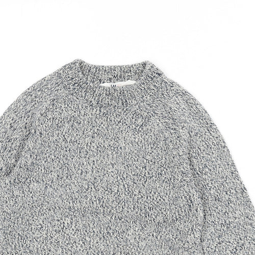 H&M Girls Blue Round Neck Herringbone Cotton Pullover Jumper Size 6-7 Years Pullover - Size 6-8
