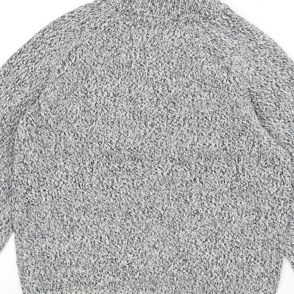 H&M Girls Blue Round Neck Herringbone Cotton Pullover Jumper Size 6-7 Years Pullover - Size 6-8