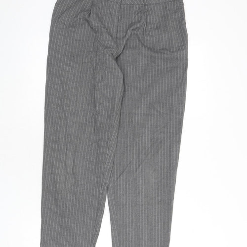 New Look Womens Grey Striped Polyester Dress Pants Trousers Size 12 L26 in Regular Zip