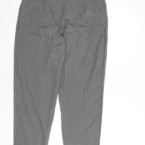 New Look Womens Grey Striped Polyester Dress Pants Trousers Size 12 L26 in Regular Zip