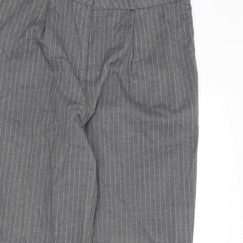 New Look Womens Grey Striped Polyester Dress Pants Trousers Size 12 L26 in Regular Zip
