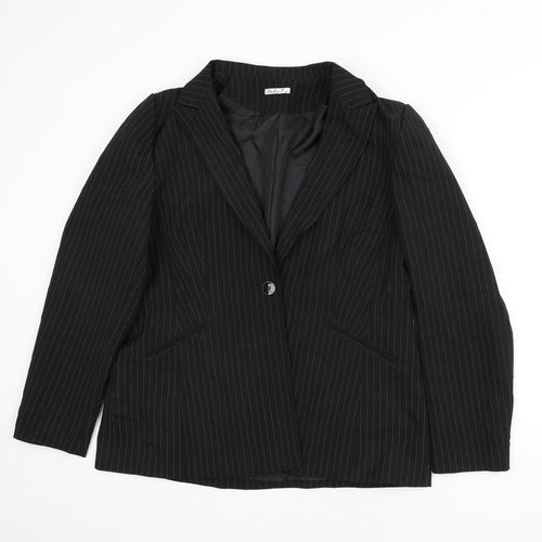 Select Womens Black Striped Polyester Jacket Blazer Size 18