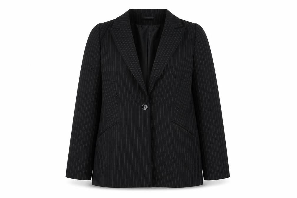 Select Womens Black Striped Polyester Jacket Blazer Size 18