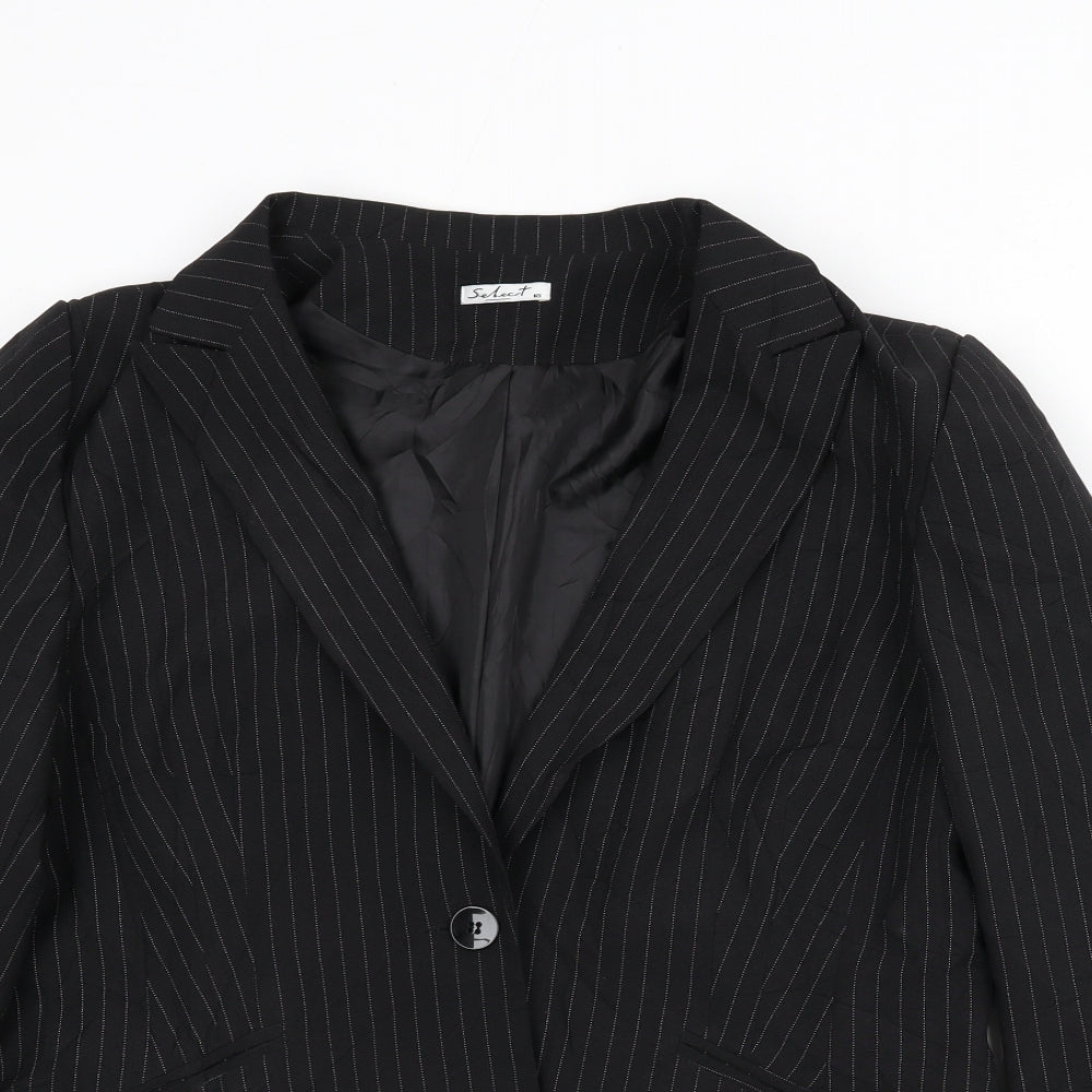 Select Womens Black Striped Polyester Jacket Blazer Size 18