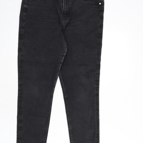Marks and Spencer Womens Grey Cotton Skinny Jeans Size 16 L26 in Regular Zip