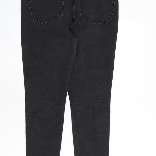 Marks and Spencer Womens Grey Cotton Skinny Jeans Size 16 L26 in Regular Zip