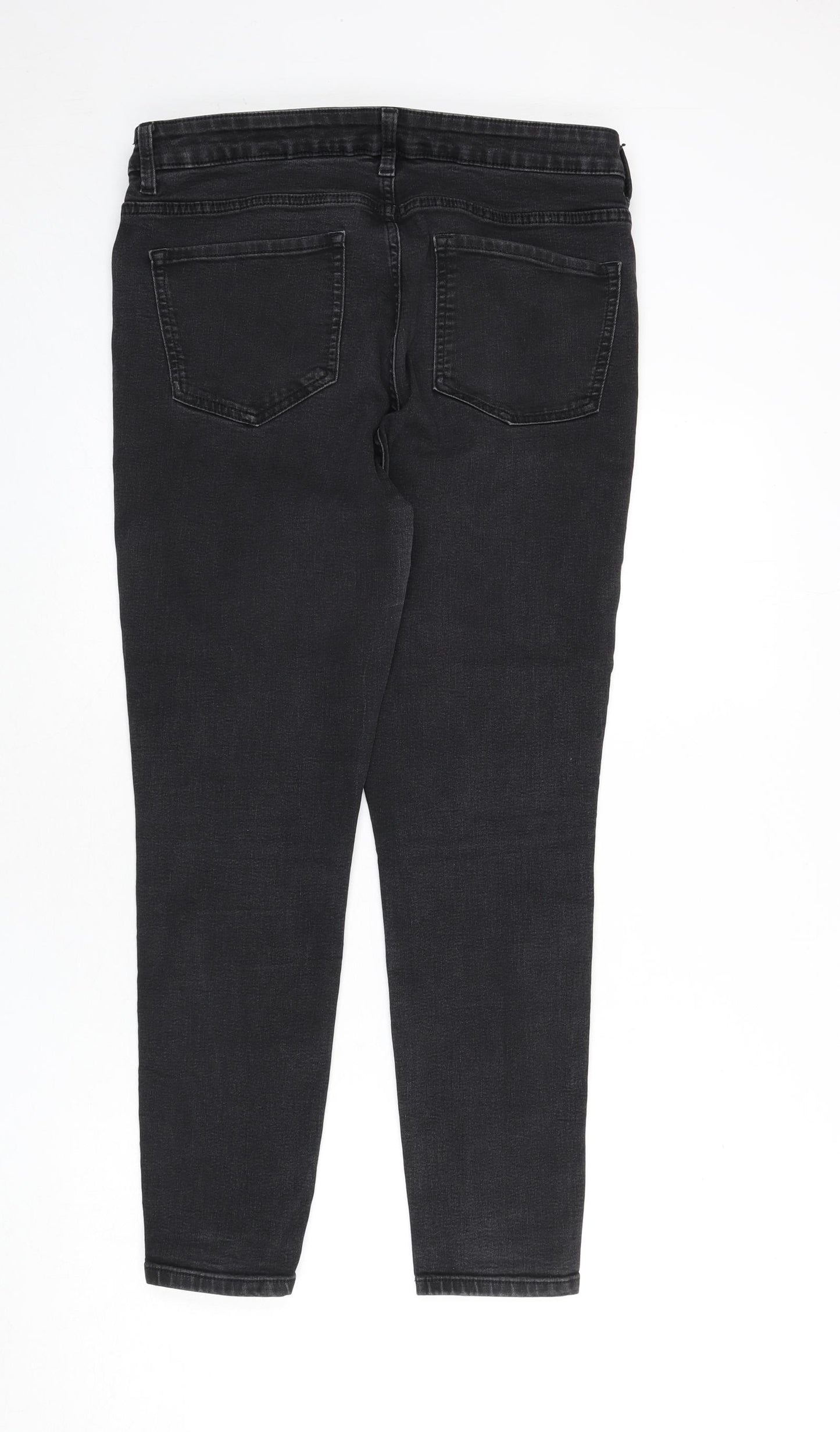 Marks and Spencer Womens Grey Cotton Skinny Jeans Size 16 L26 in Regular Zip