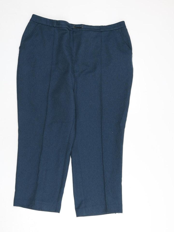 EWM Womens Blue Polyester Trousers Size 22 L24 in Regular - Pleat Front