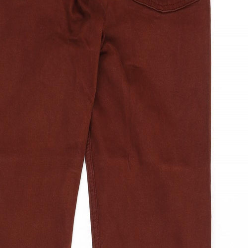 Zara Womens Brown Cotton Bootcut Jeans Size 10 L25 in Regular Zip - Frayed Hems