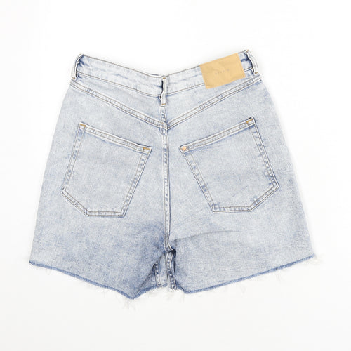 H&M Womens Blue Cotton Cut-Off Shorts Size 10 L4 in Regular Button - 90's Look