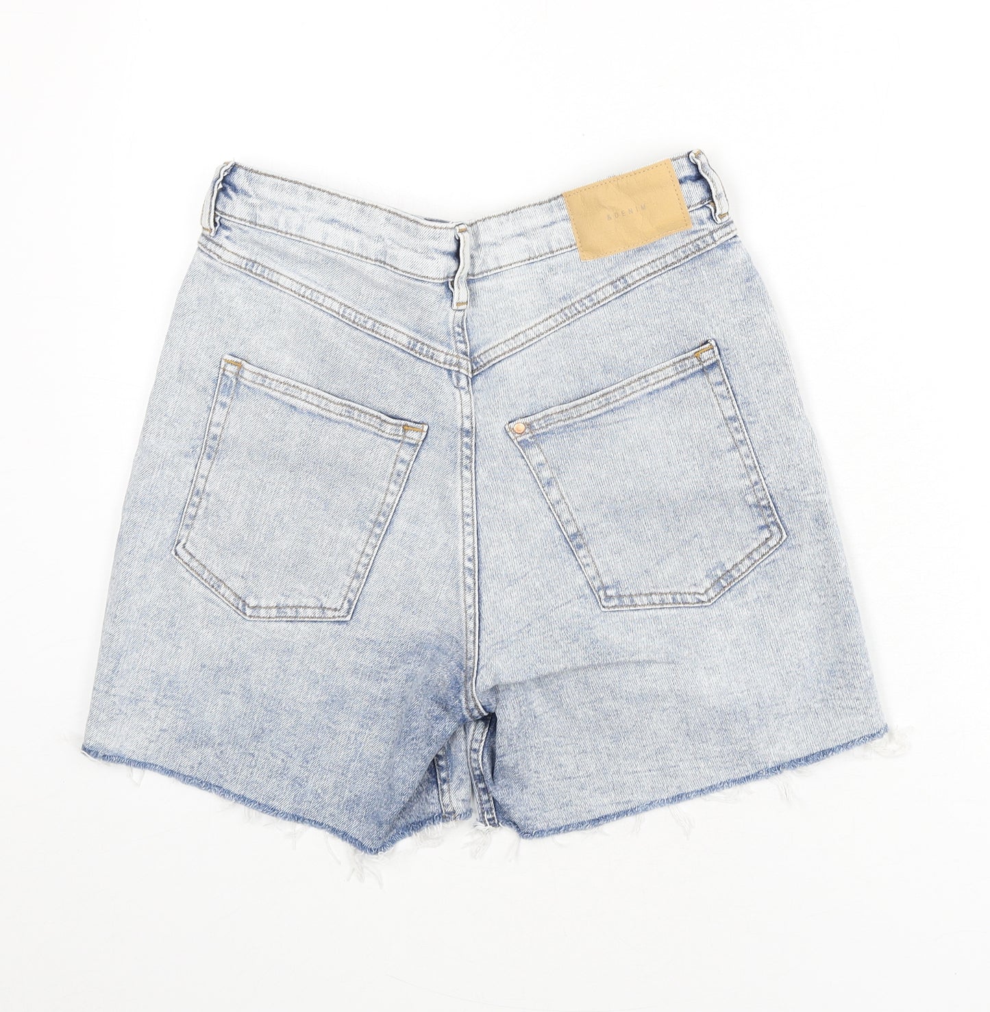 H&M Womens Blue Cotton Cut-Off Shorts Size 10 L4 in Regular Button - 90's Look