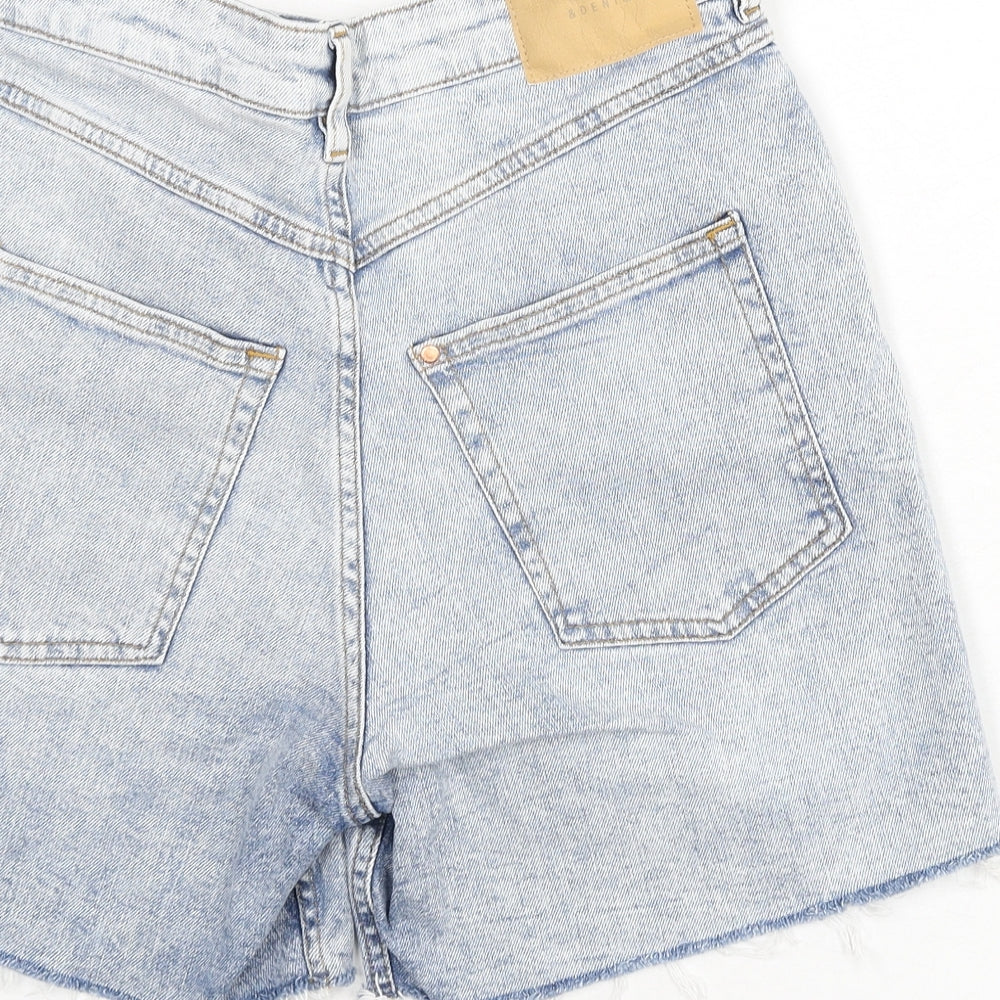 H&M Womens Blue Cotton Cut-Off Shorts Size 10 L4 in Regular Button - 90's Look