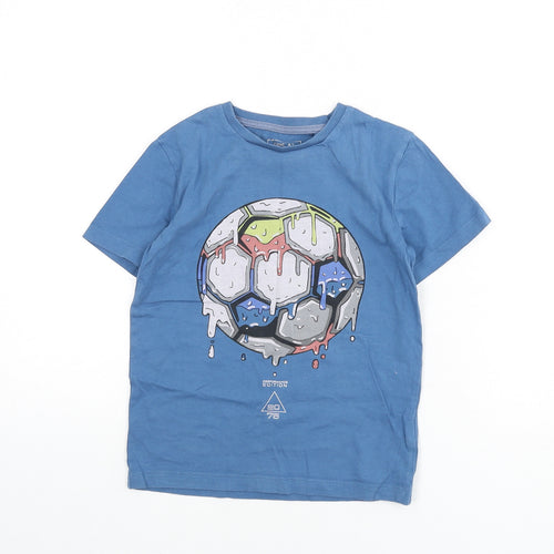 NEXT Boys Blue 100% Cotton Basic T-Shirt Size 6 Years Round Neck Pullover - Melting, Football