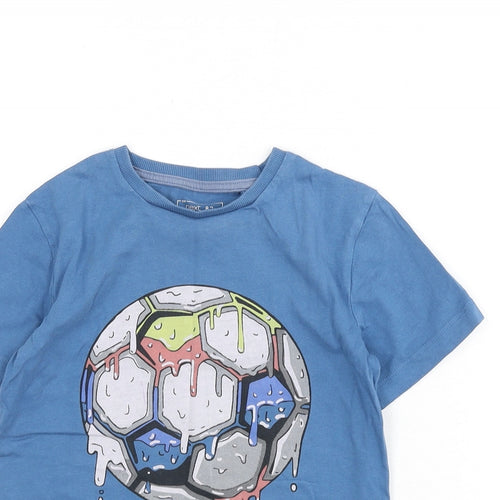 NEXT Boys Blue 100% Cotton Basic T-Shirt Size 6 Years Round Neck Pullover - Melting, Football