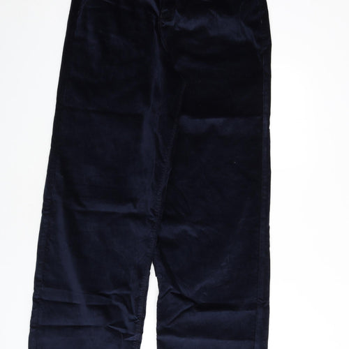 NEXT Womens Blue Cotton Trousers Size 14 L30 in Regular Zip