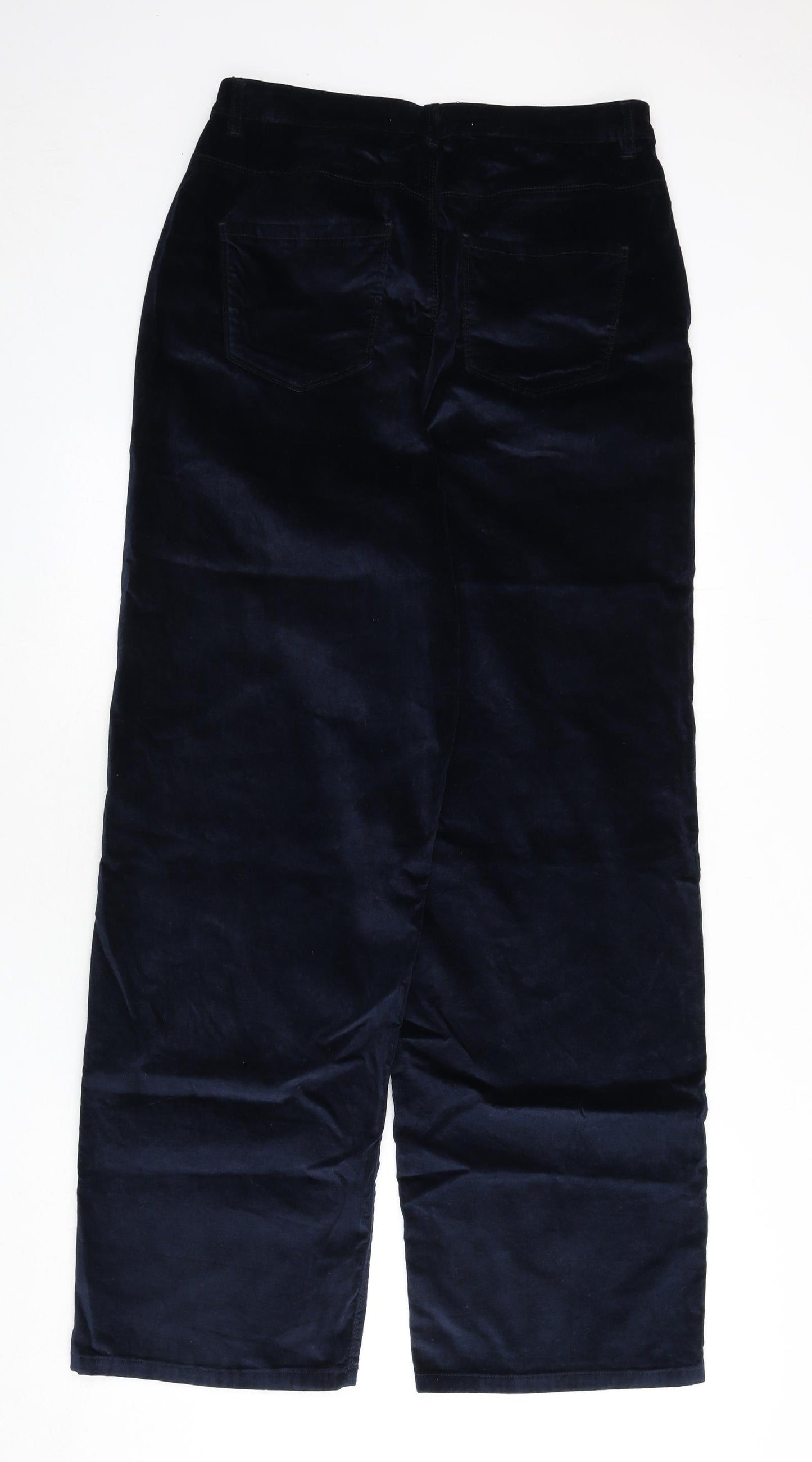 NEXT Womens Blue Cotton Trousers Size 14 L30 in Regular Zip