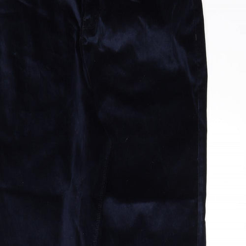 NEXT Womens Blue Cotton Trousers Size 14 L30 in Regular Zip