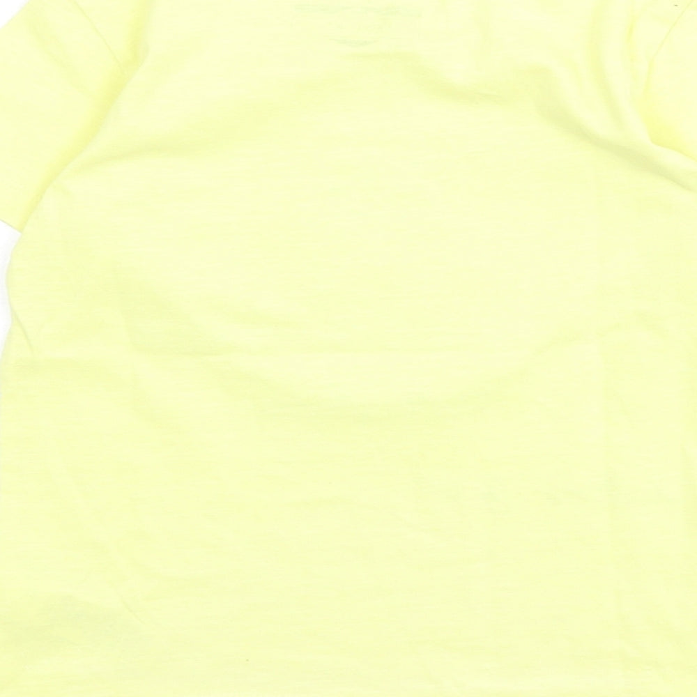 NEXT Boys Yellow 100% Cotton Basic T-Shirt Size 2-3 Years Round Neck Pullover - Helicopter, Giraffe, Lets Go