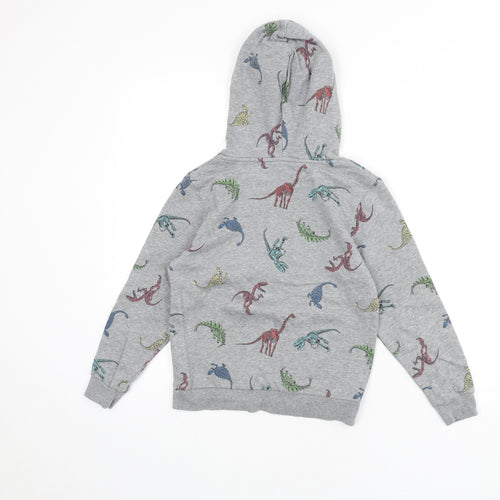 Jurassic World Boys Grey Geometric Cotton Pullover Hoodie Size 7-8 Years Pullover - Dinosaur Print