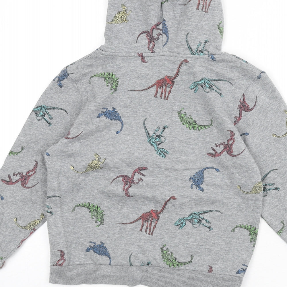 Jurassic World Boys Grey Geometric Cotton Pullover Hoodie Size 7-8 Years Pullover - Dinosaur Print