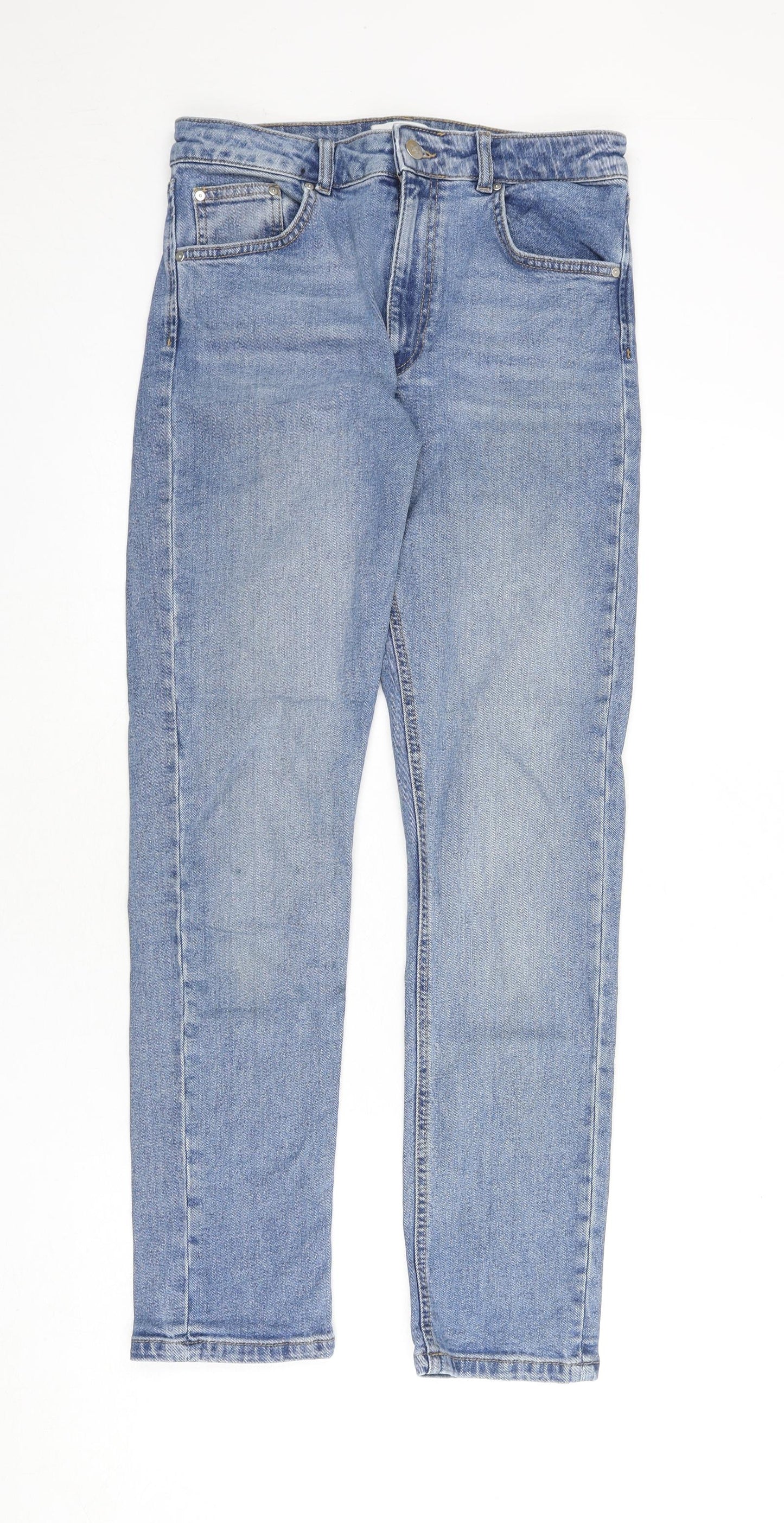 Warehouse Womens Black Cotton Straight Jeans Size 10 L27 in Regular Zip