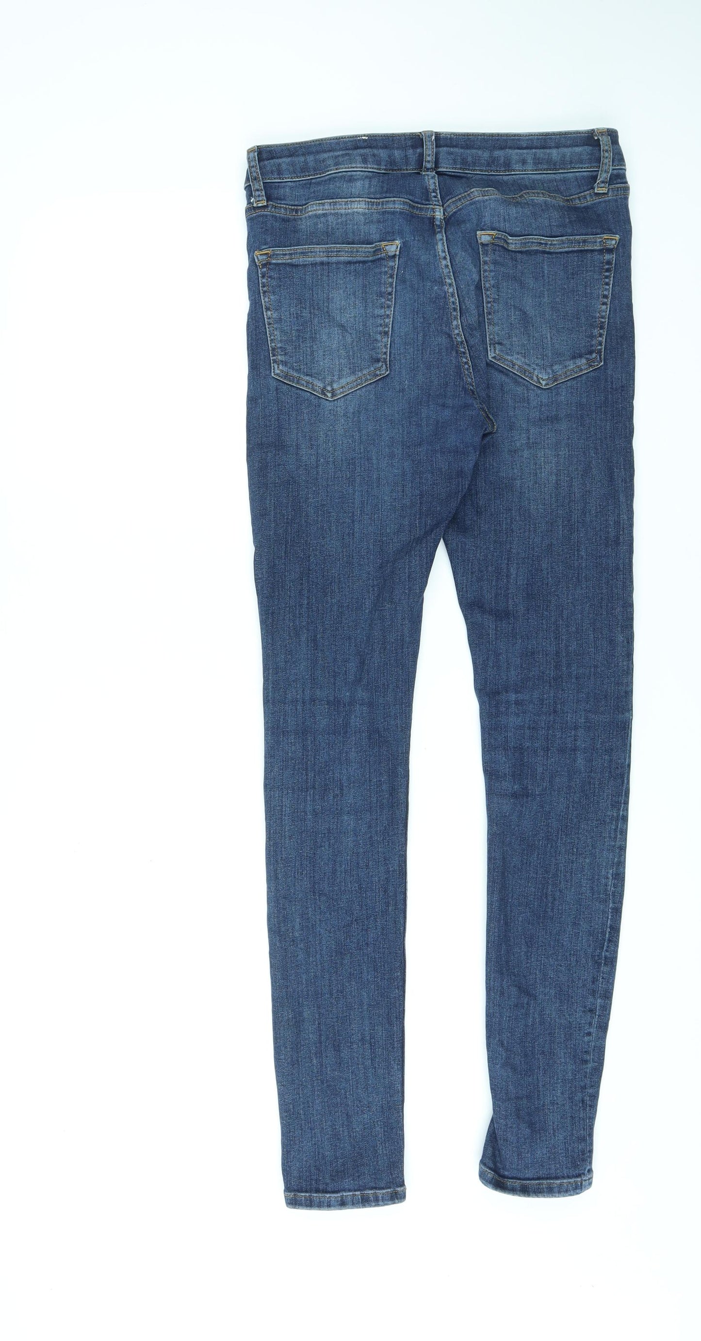 Topman Mens Blue Cotton Skinny Jeans Size 32 in L32 in Regular Zip