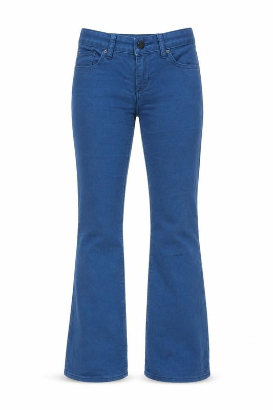 Front view of Gap women’s blue cotton bootcut jeans, size UK 32, in, 29-inch leg regular zip