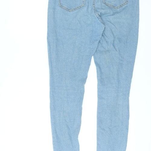 Boohoo Womens Blue Cotton Skinny Jeans Size 8 L28 in Regular Zip
