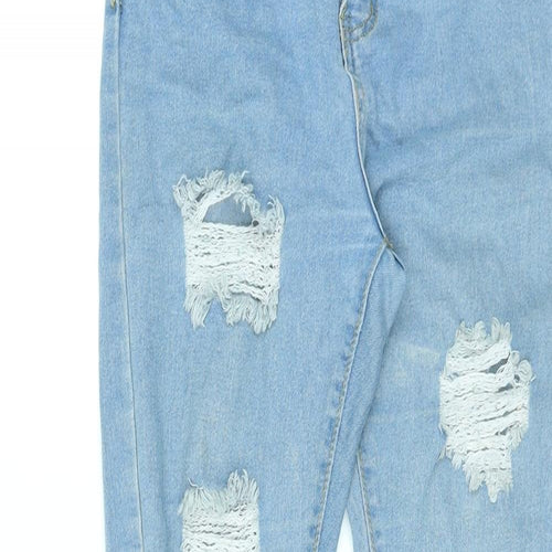 Boohoo Womens Blue Cotton Skinny Jeans Size 8 L28 in Regular Zip