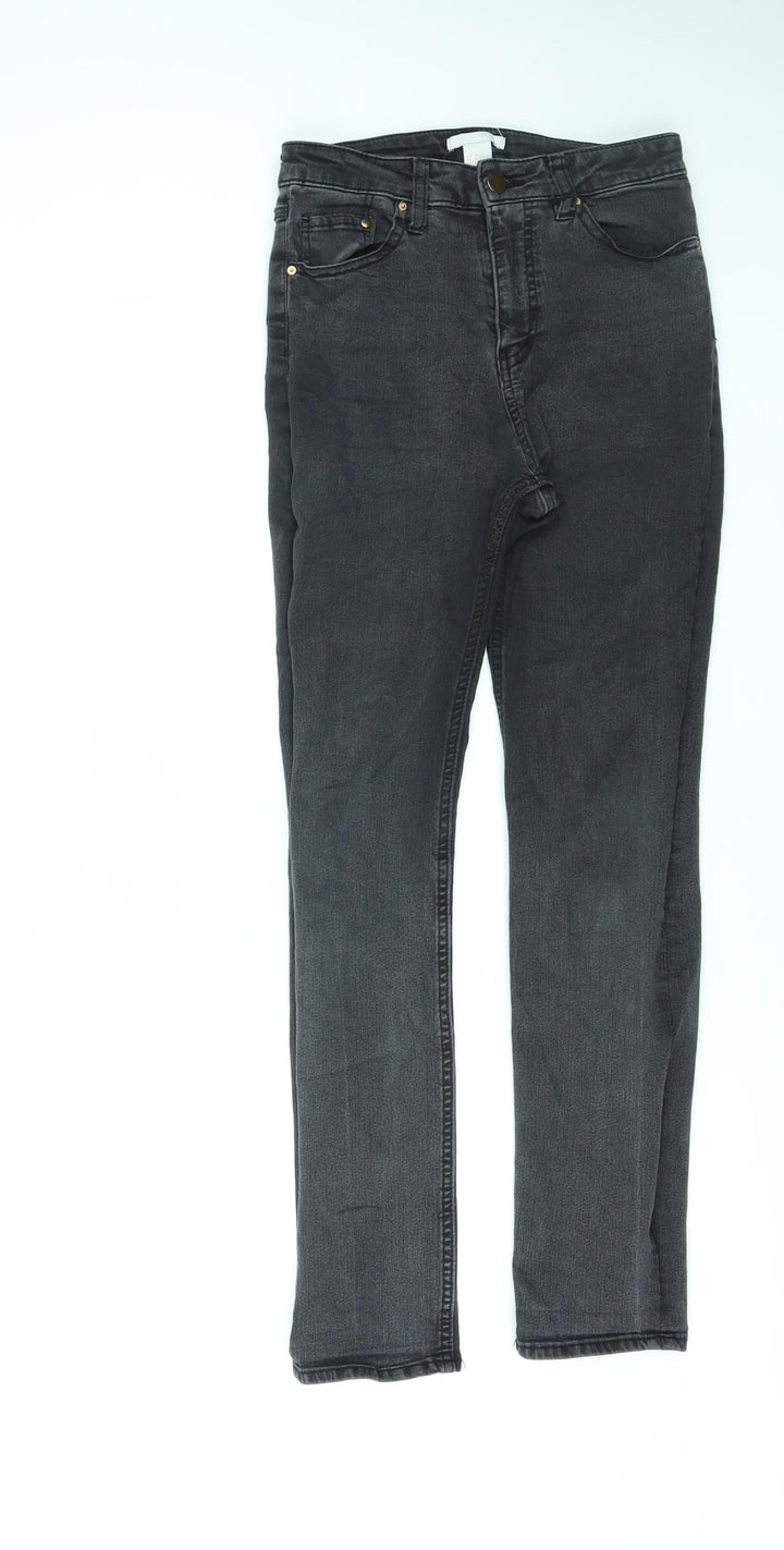 H&M Womens Black Cotton Skinny Jeans Size 10 L27 in Regular Zip