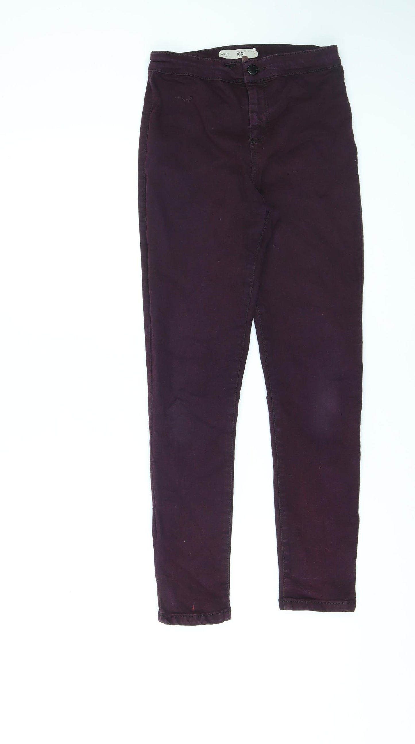 Topshop Womens Purple Cotton Skinny Jeans Size 30 in L28 in Regular Zip