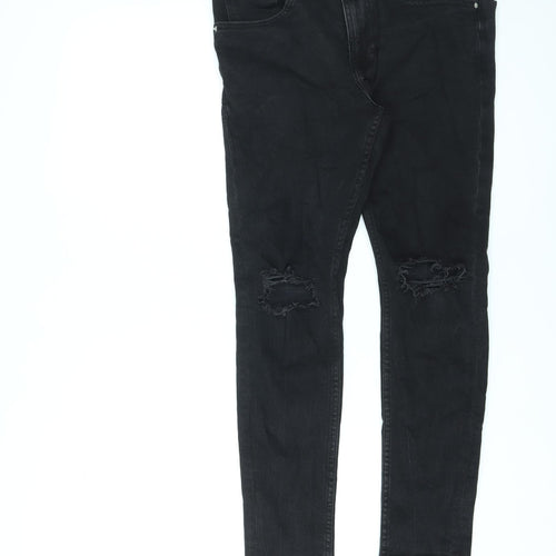 Bershka Womens Black Cotton Skinny Jeans Size 10 L27 in Regular Zip