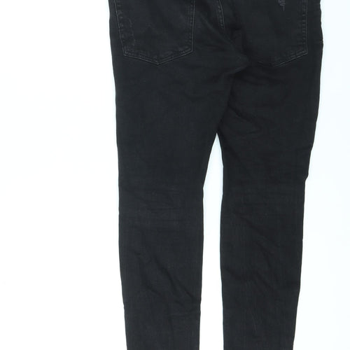 Bershka Womens Black Cotton Skinny Jeans Size 10 L27 in Regular Zip