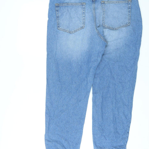 Denim 365 Womens Blue Cotton Mom Jeans Size 16 L25 in Regular Zip - Cropped