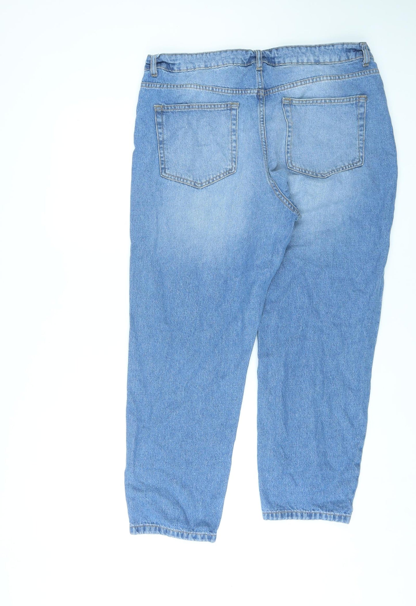 Denim 365 Womens Blue Cotton Mom Jeans Size 16 L25 in Regular Zip - Cropped