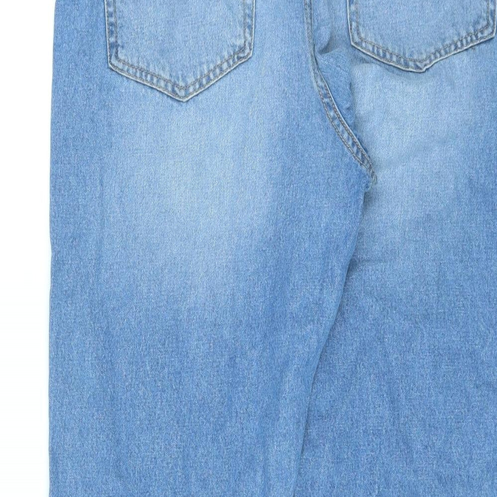 Denim 365 Womens Blue Cotton Mom Jeans Size 16 L25 in Regular Zip - Cropped