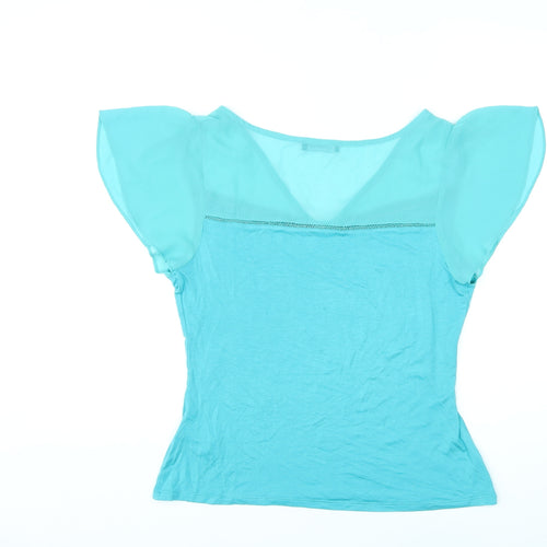 Kaleidoscope Womens Blue Viscose Basic Blouse Size 14 V-Neck