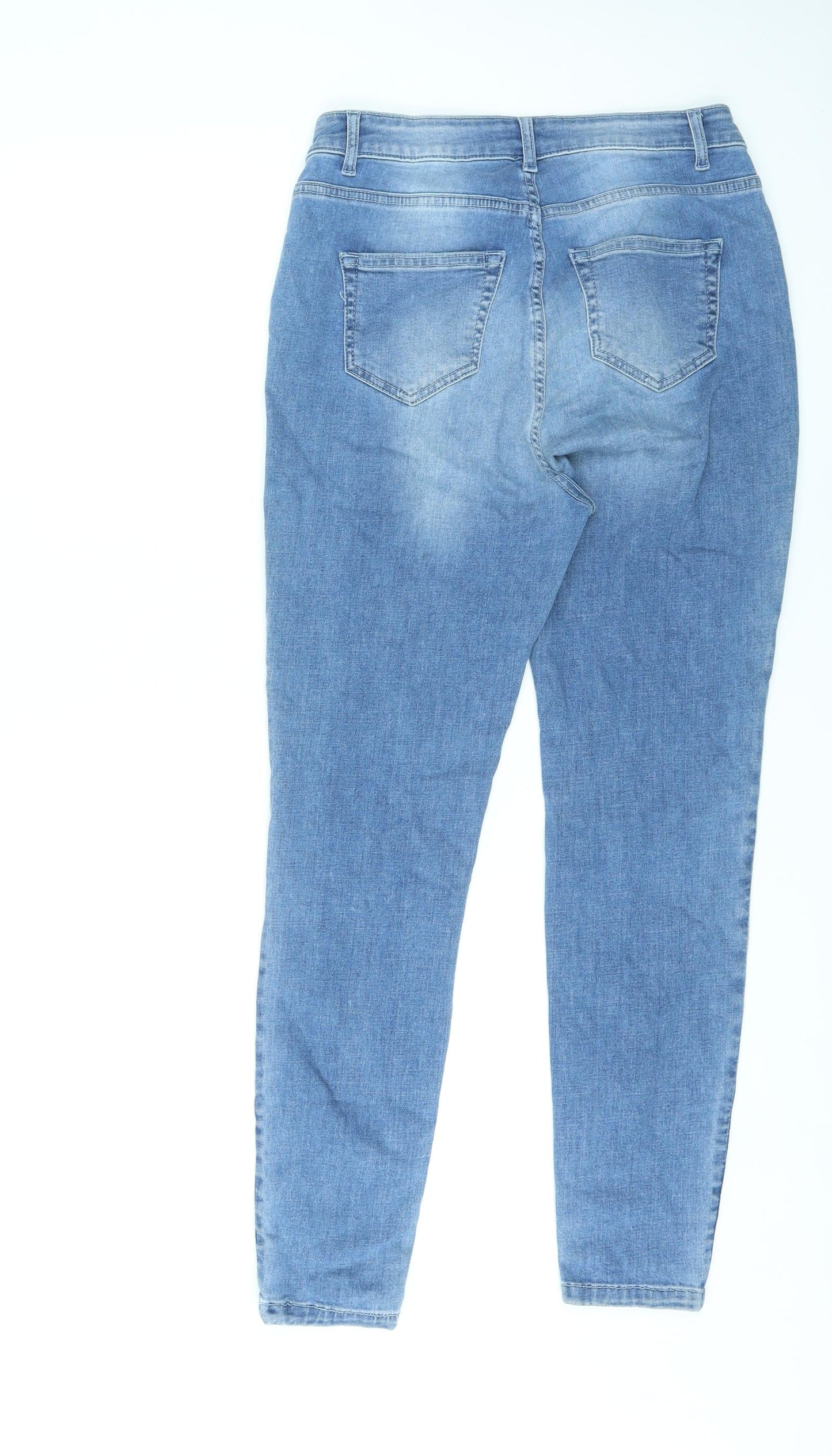 Maison Clinqcent Womens Blue Cotton Skinny Jeans Size 12 L27 in Regular Zip