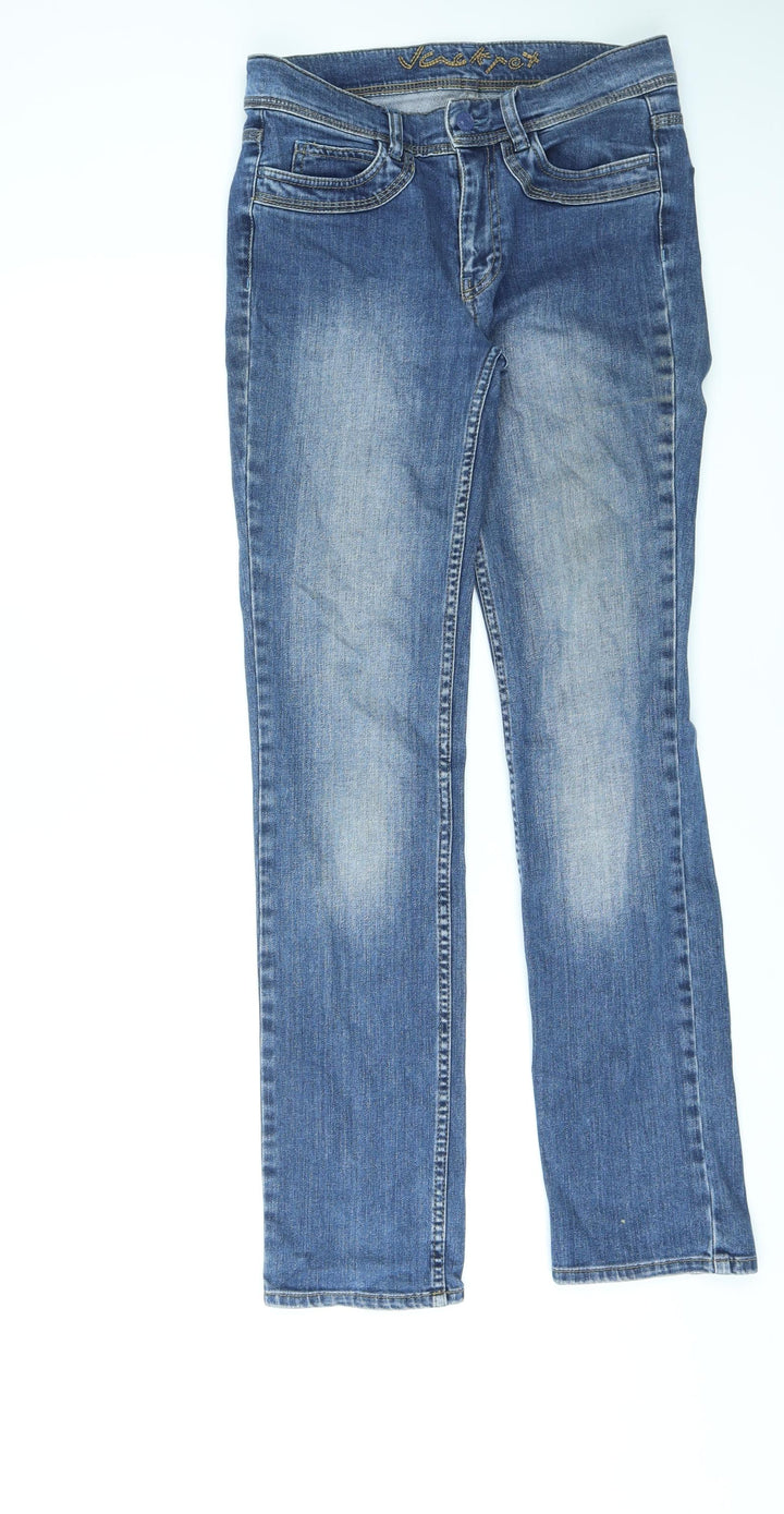 Jackpot Womens Blue Cotton Straight Jeans Size 6 L31 in Regular Zip