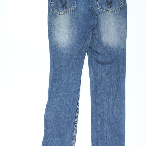 Jackpot Womens Blue Cotton Straight Jeans Size 6 L31 in Regular Zip