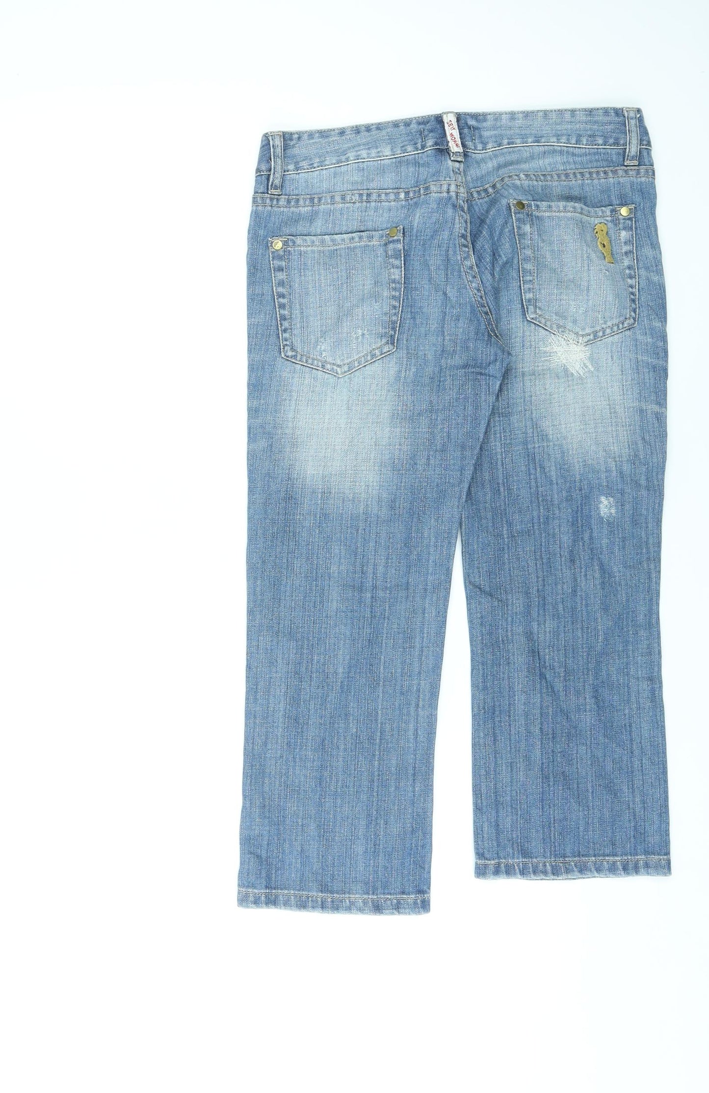 Sexy Woman Womens Blue Cotton Capri Jeans Size 6 L21 in Regular Zip - Cropped